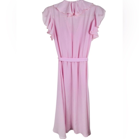 Pink sheer flowy dress, XS-S, Romantic Ruffles, Feminine Whimsy Vintage Vibe - Picture 8 of 9